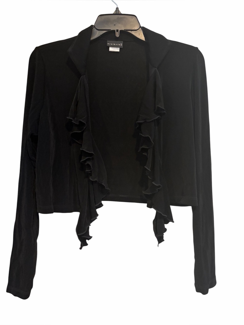 Citiknit Ruffled Lightweight Open-Front Cropped Jacket Shrug